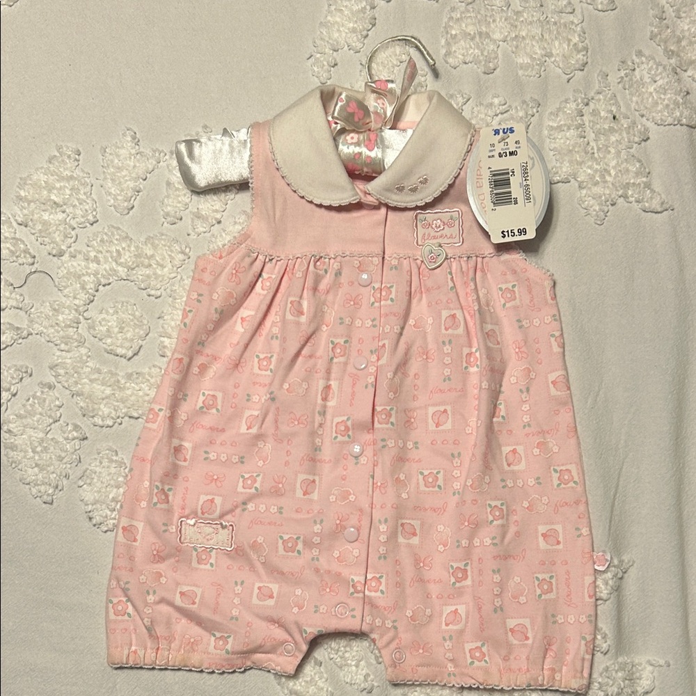 Pink Baby Romper with Collar